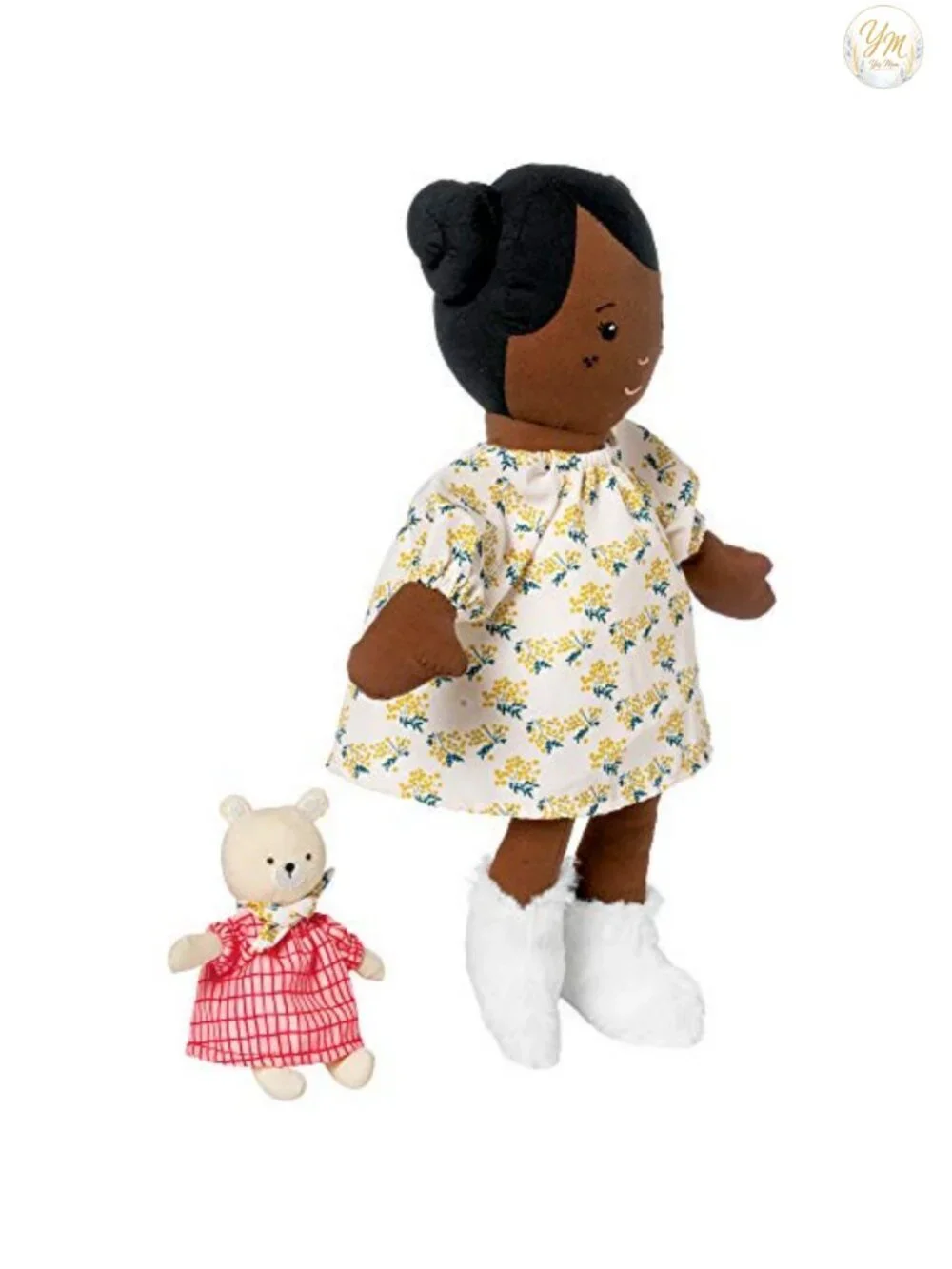 14 inch machine washable doll with removable outfit and teddy bear companion